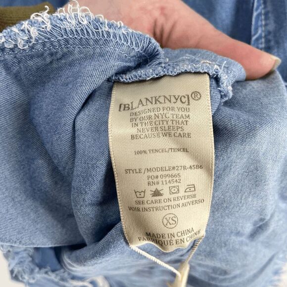 Blank NYC Womens light blue new chambray short sleeve mini shirt dress xsmall - Picture 6 of 6